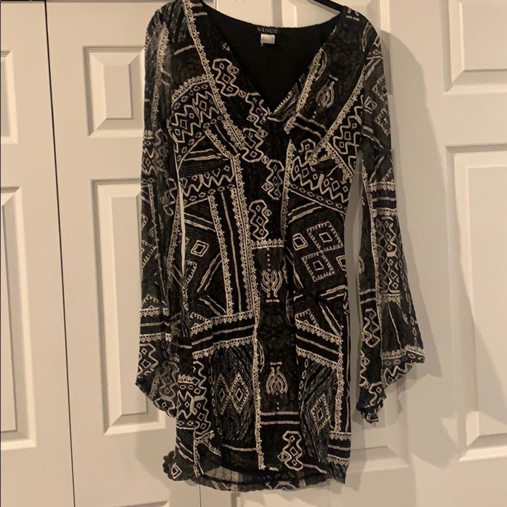 Venus Black and white embroidered dress
